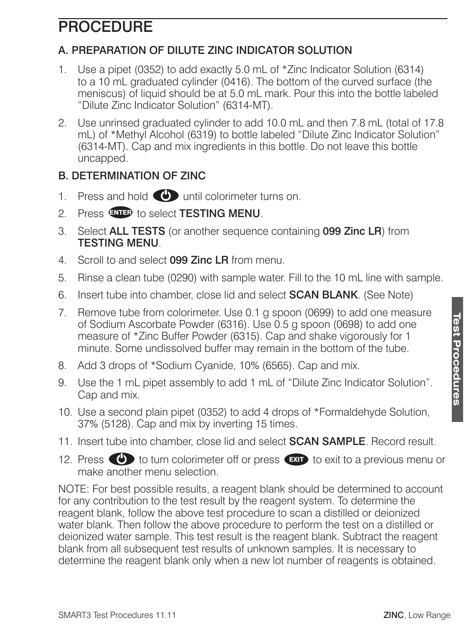 Procedure | LaMotte SMART3 Colorimeter User Manual | Page 291 / 294