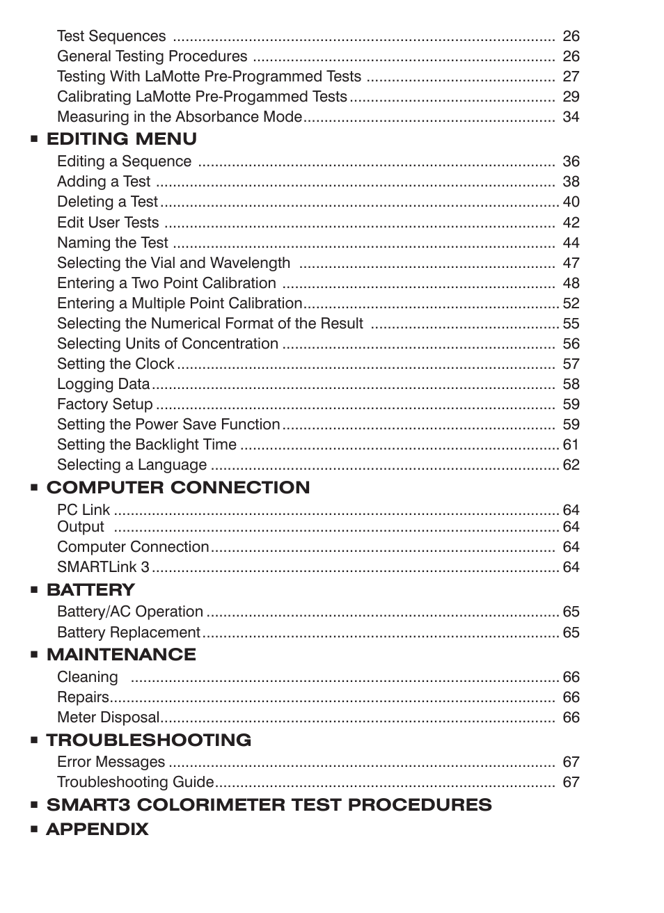 LaMotte SMART3 Colorimeter User Manual | Page 4 / 294