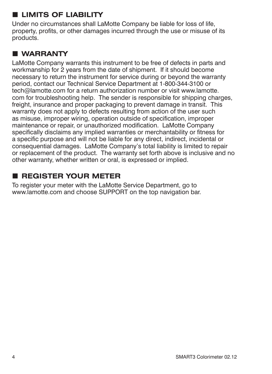 LaMotte SMART3 Colorimeter User Manual | Page 6 / 294