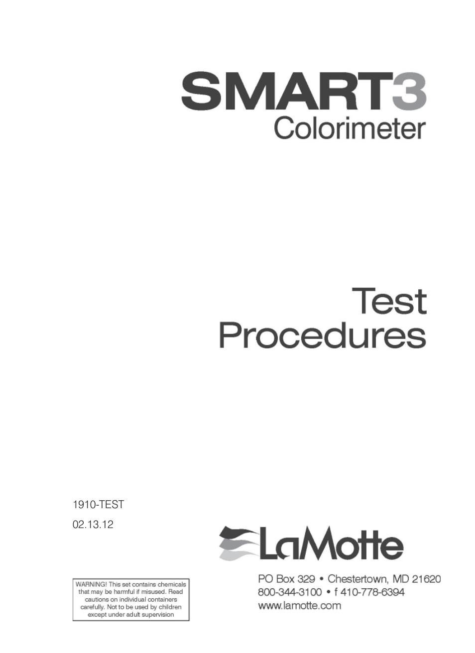 Smart3-tests | LaMotte SMART3 Colorimeter User Manual | Page 71 / 294