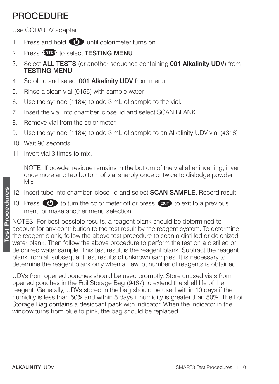 Procedure | LaMotte SMART3 Colorimeter User Manual | Page 78 / 294