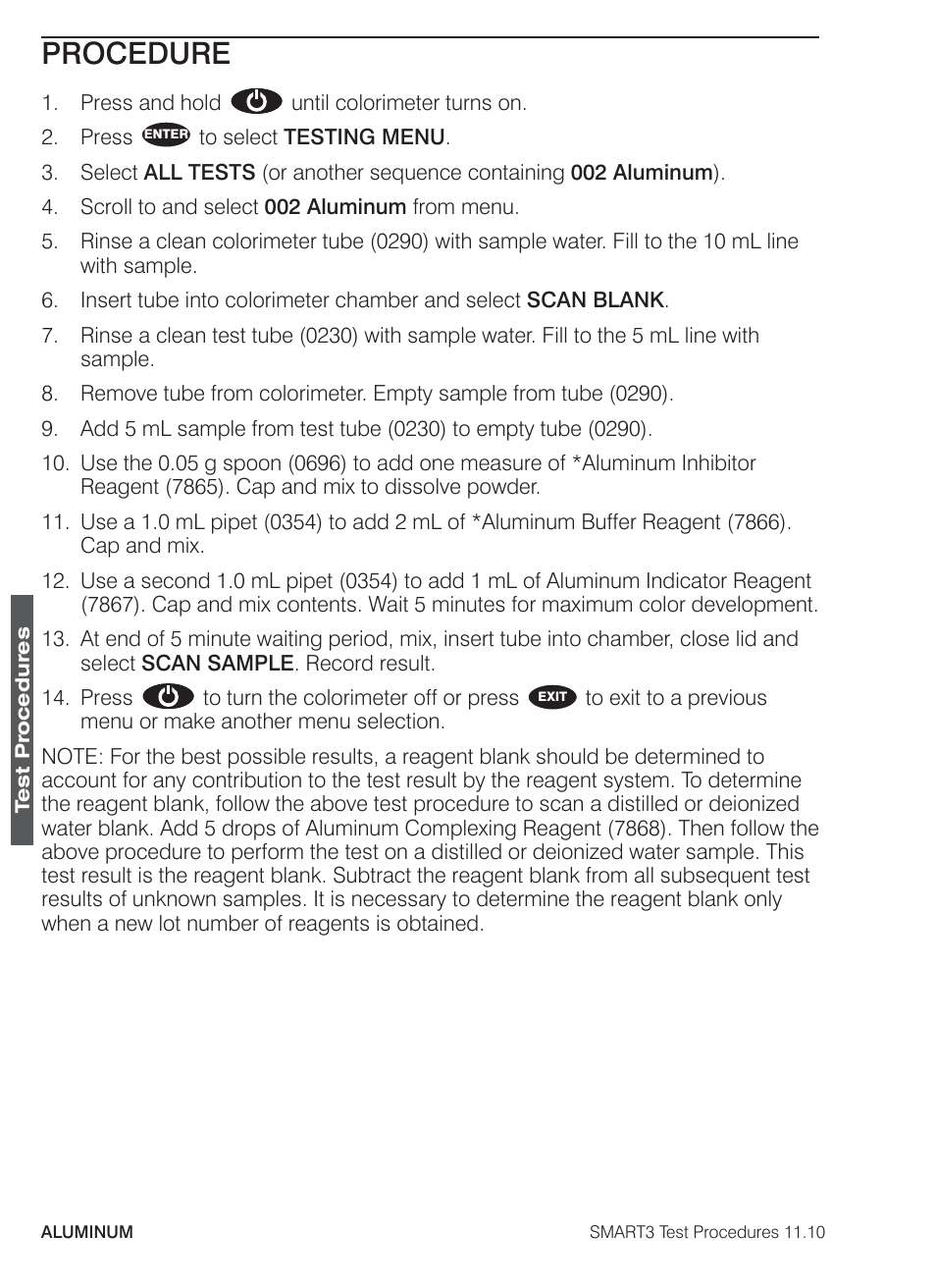 Procedure | LaMotte SMART3 Colorimeter User Manual | Page 80 / 294