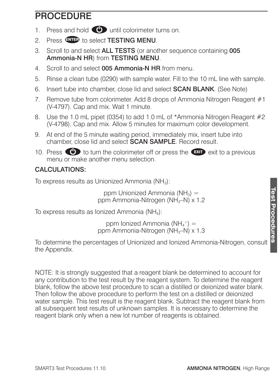 Procedure | LaMotte SMART3 Colorimeter User Manual | Page 85 / 294