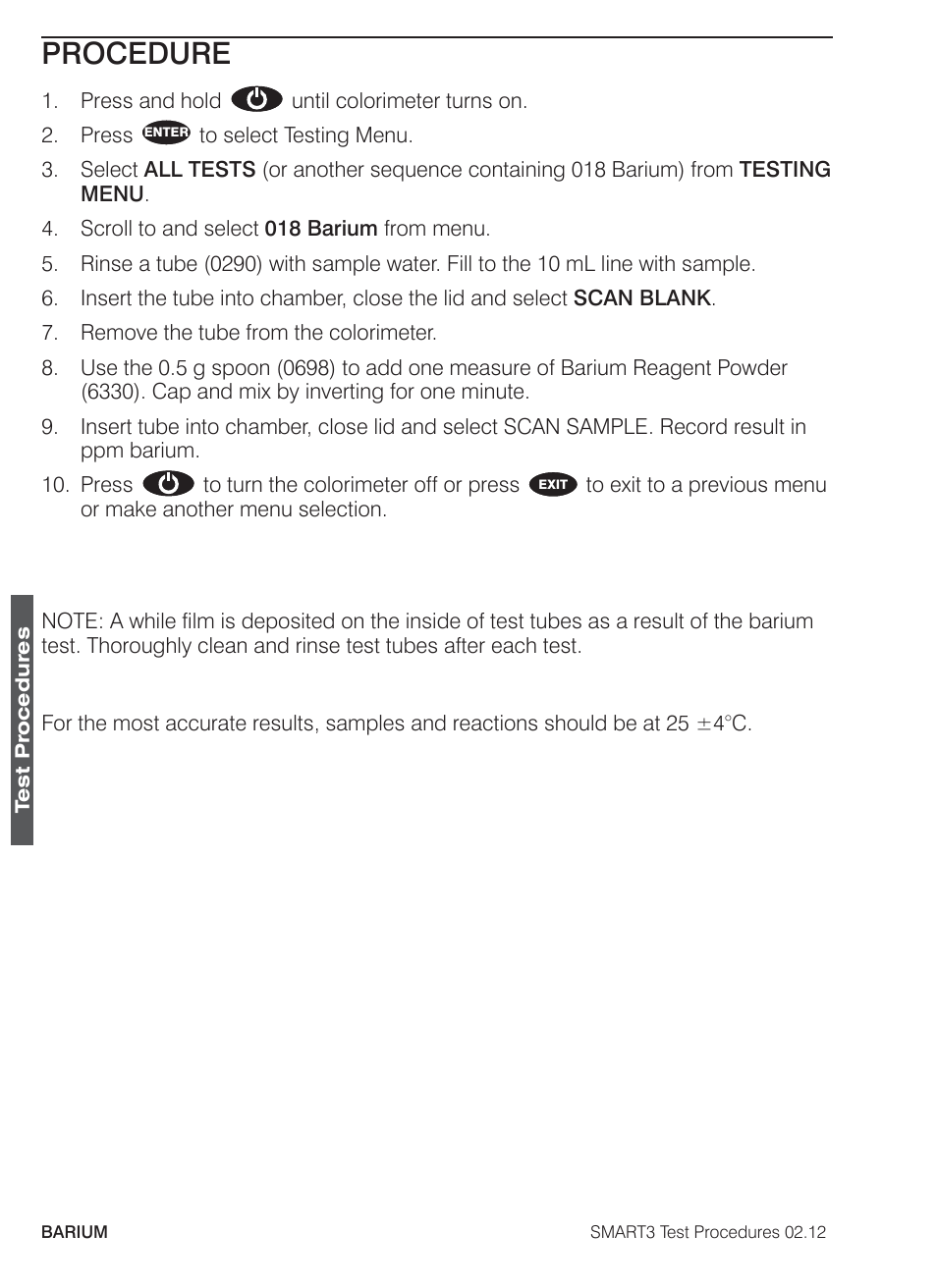 Procedure | LaMotte SMART3 Colorimeter User Manual | Page 88 / 294