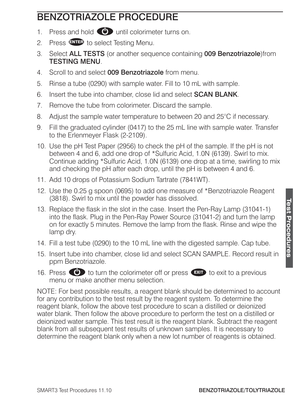 Benzotriazole procedure | LaMotte SMART3 Colorimeter User Manual | Page 91 / 294