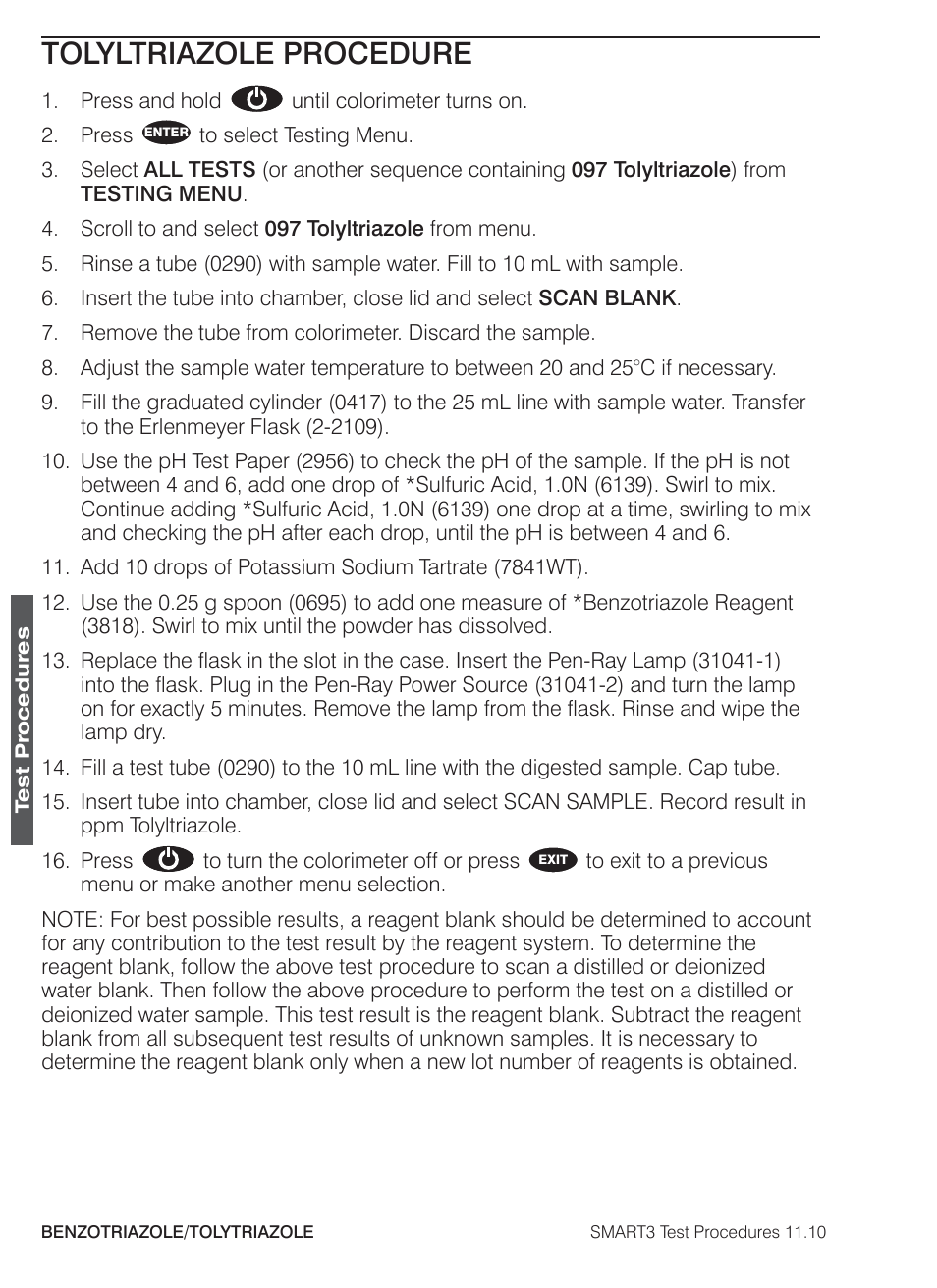 Tolyltriazole procedure | LaMotte SMART3 Colorimeter User Manual | Page 92 / 294