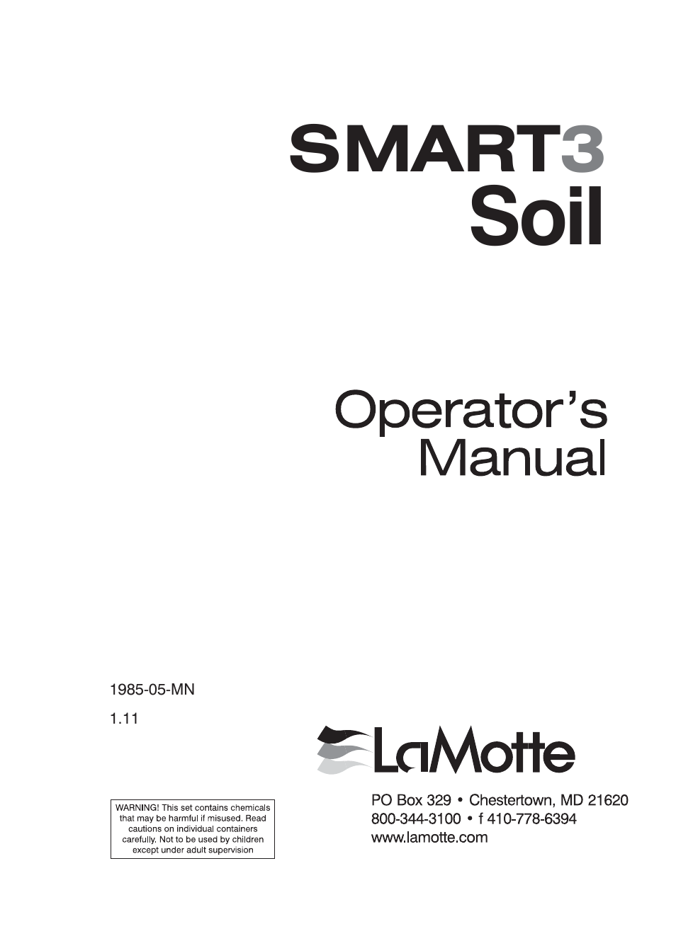 LaMotte SMART 3 Electronic Soil Lab User Manual | 88 pages