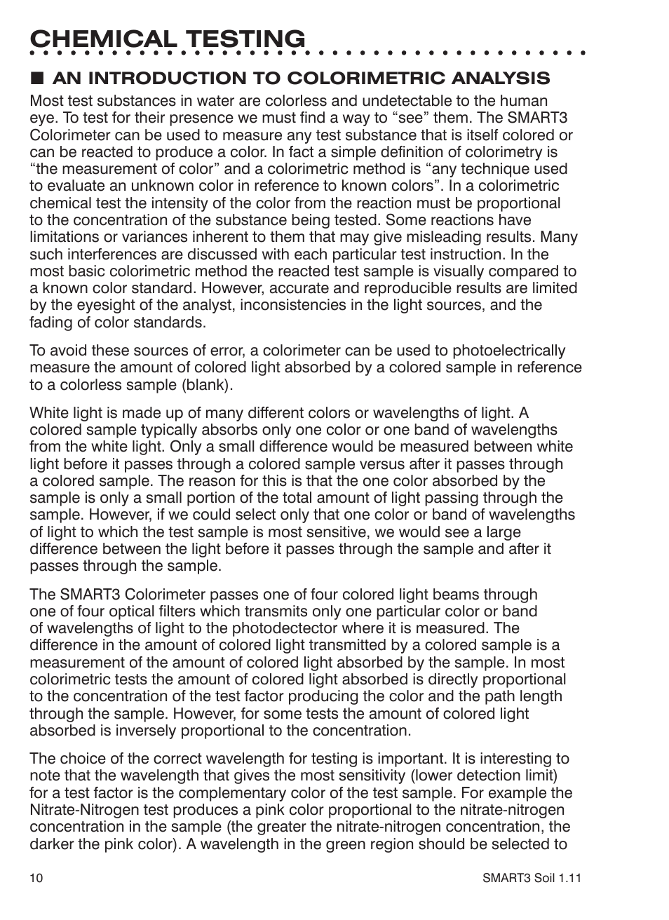 Chemical testing | LaMotte SMART 3 Electronic Soil Lab User Manual | Page 10 / 88