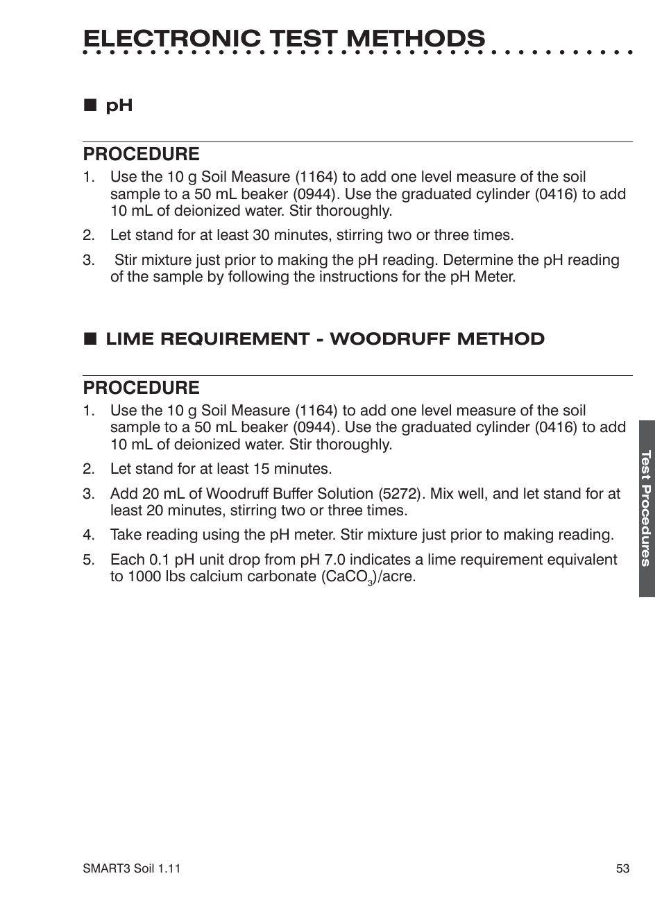 Electronic test methods, Procedure | LaMotte SMART 3 Electronic Soil Lab User Manual | Page 53 / 88