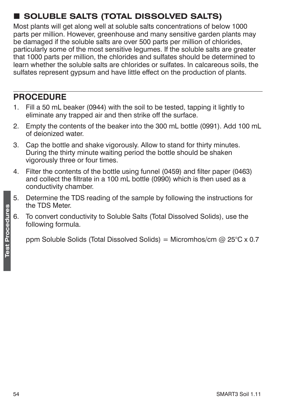 Procedure | LaMotte SMART 3 Electronic Soil Lab User Manual | Page 54 / 88