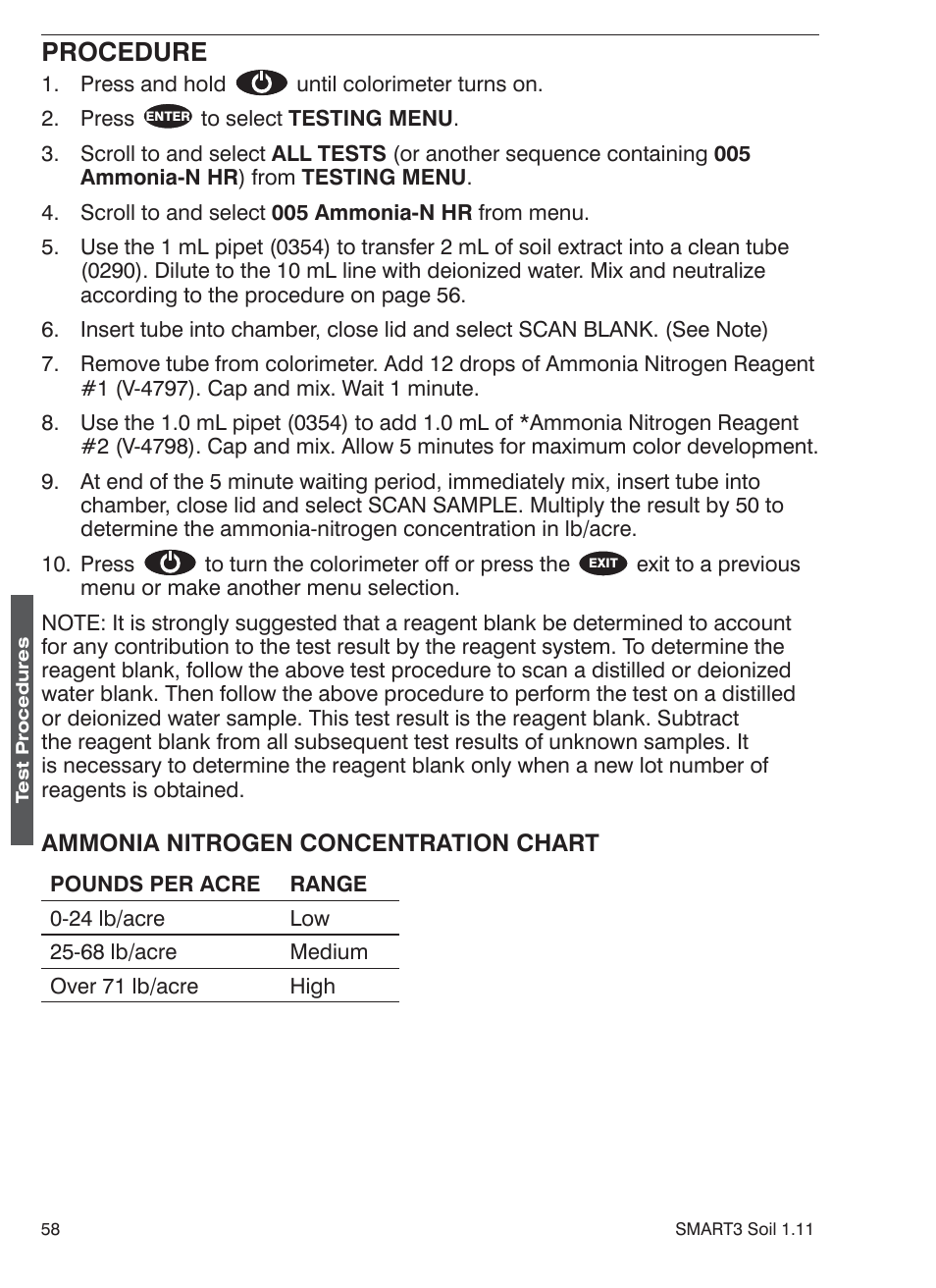 Procedure | LaMotte SMART 3 Electronic Soil Lab User Manual | Page 58 / 88