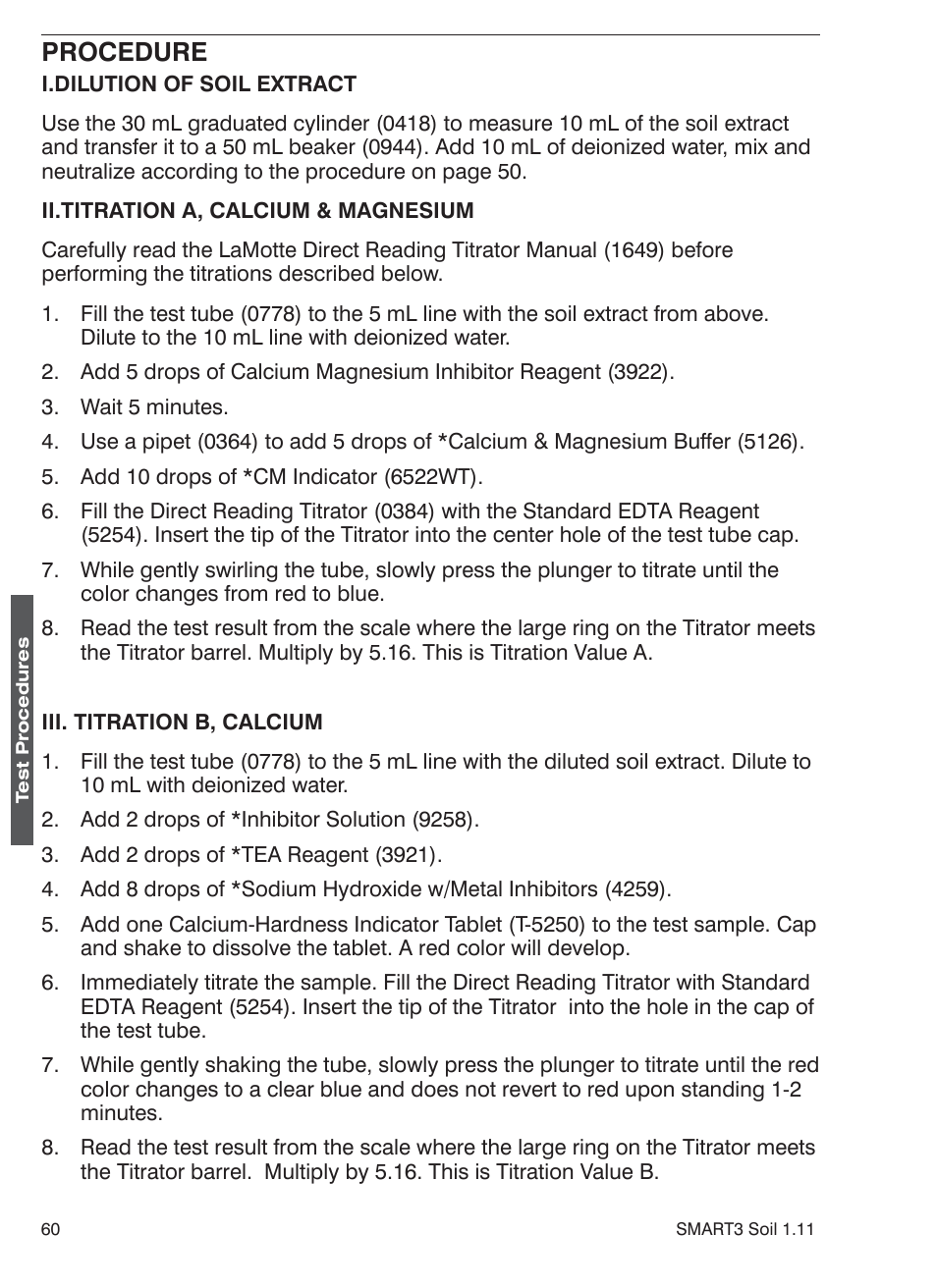 Procedure | LaMotte SMART 3 Electronic Soil Lab User Manual | Page 60 / 88