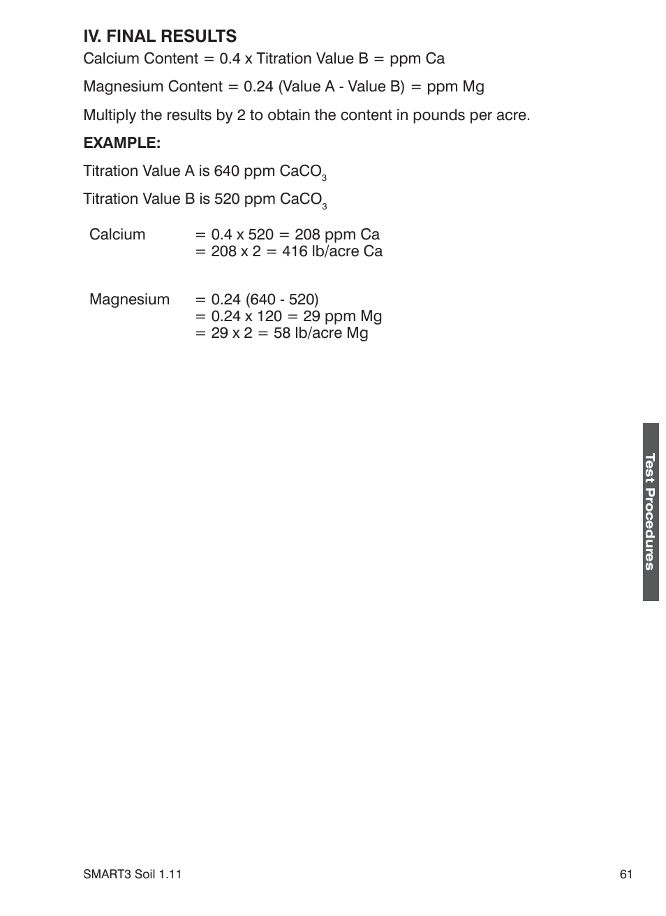 Iv. final results | LaMotte SMART 3 Electronic Soil Lab User Manual | Page 61 / 88