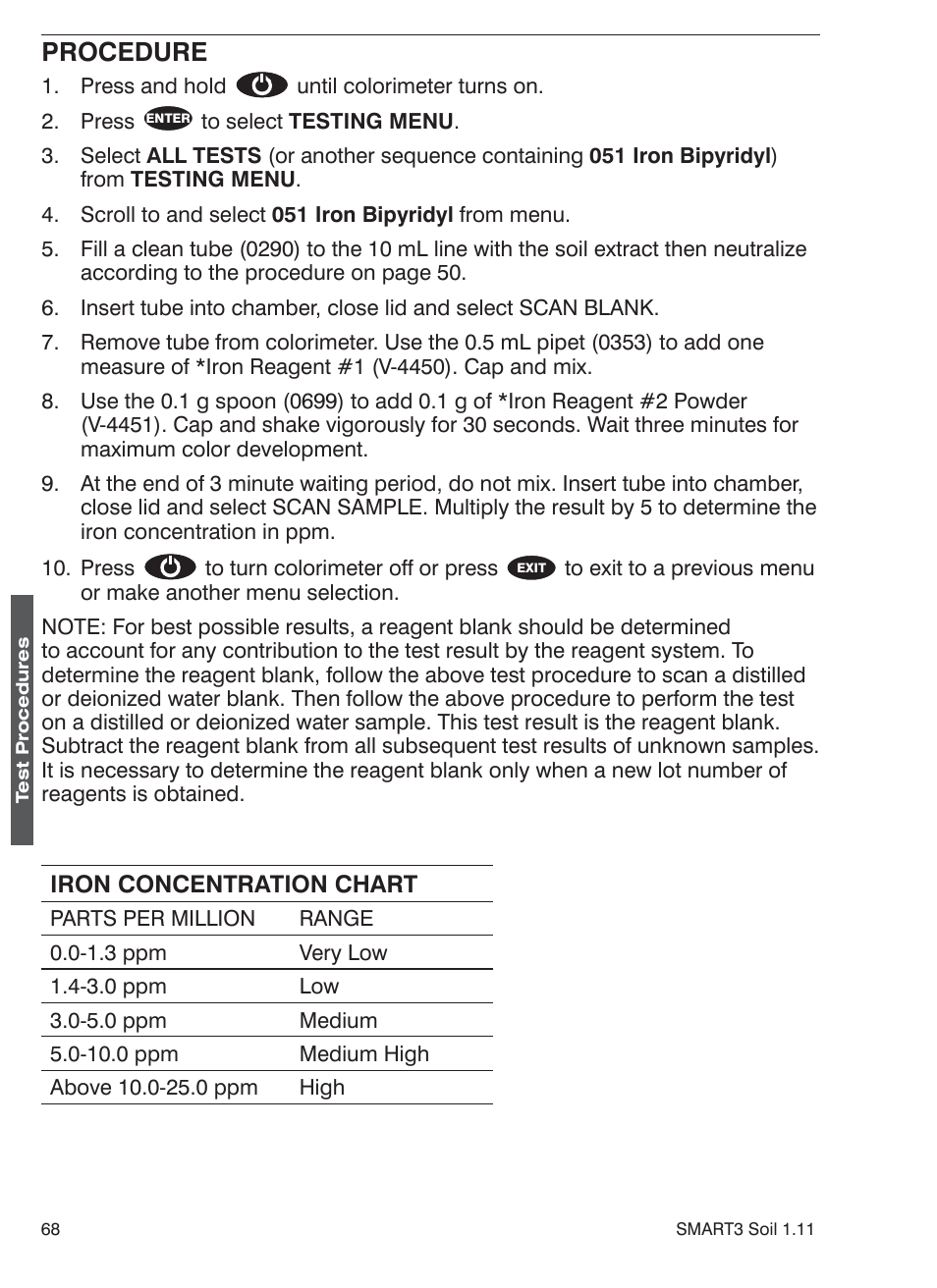 Procedure | LaMotte SMART 3 Electronic Soil Lab User Manual | Page 68 / 88