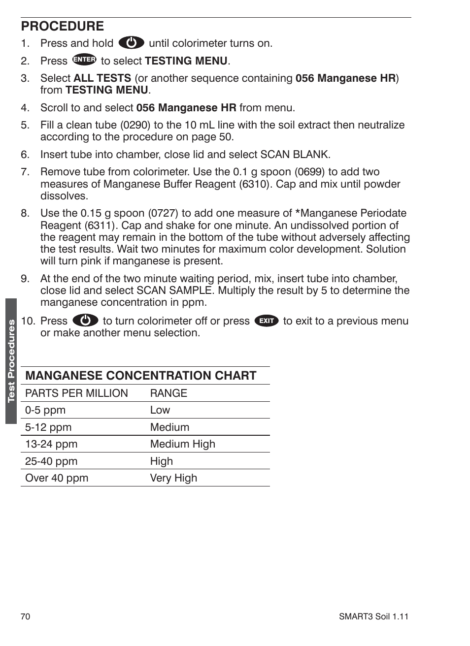 Procedure | LaMotte SMART 3 Electronic Soil Lab User Manual | Page 70 / 88