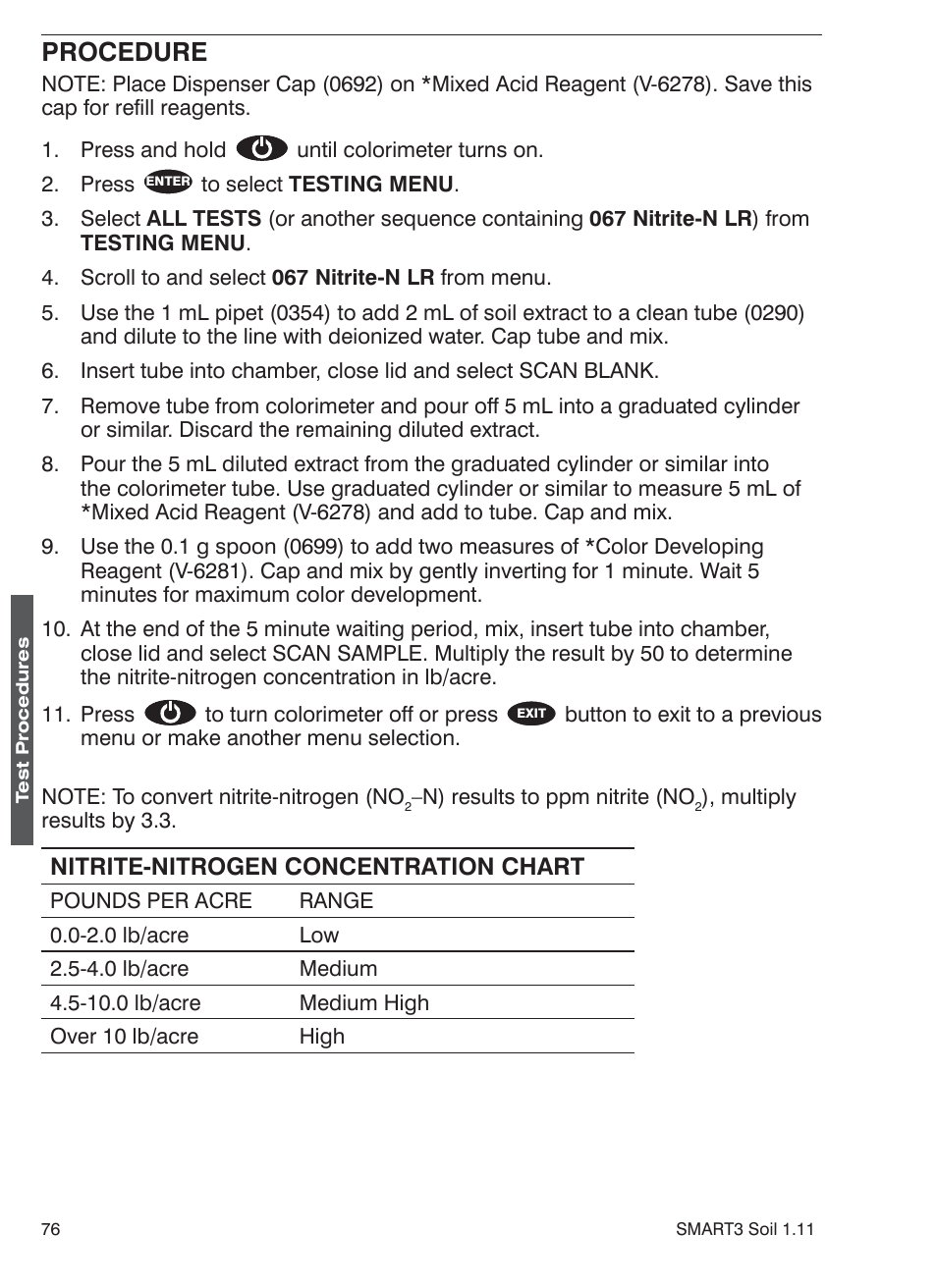 Procedure | LaMotte SMART 3 Electronic Soil Lab User Manual | Page 76 / 88