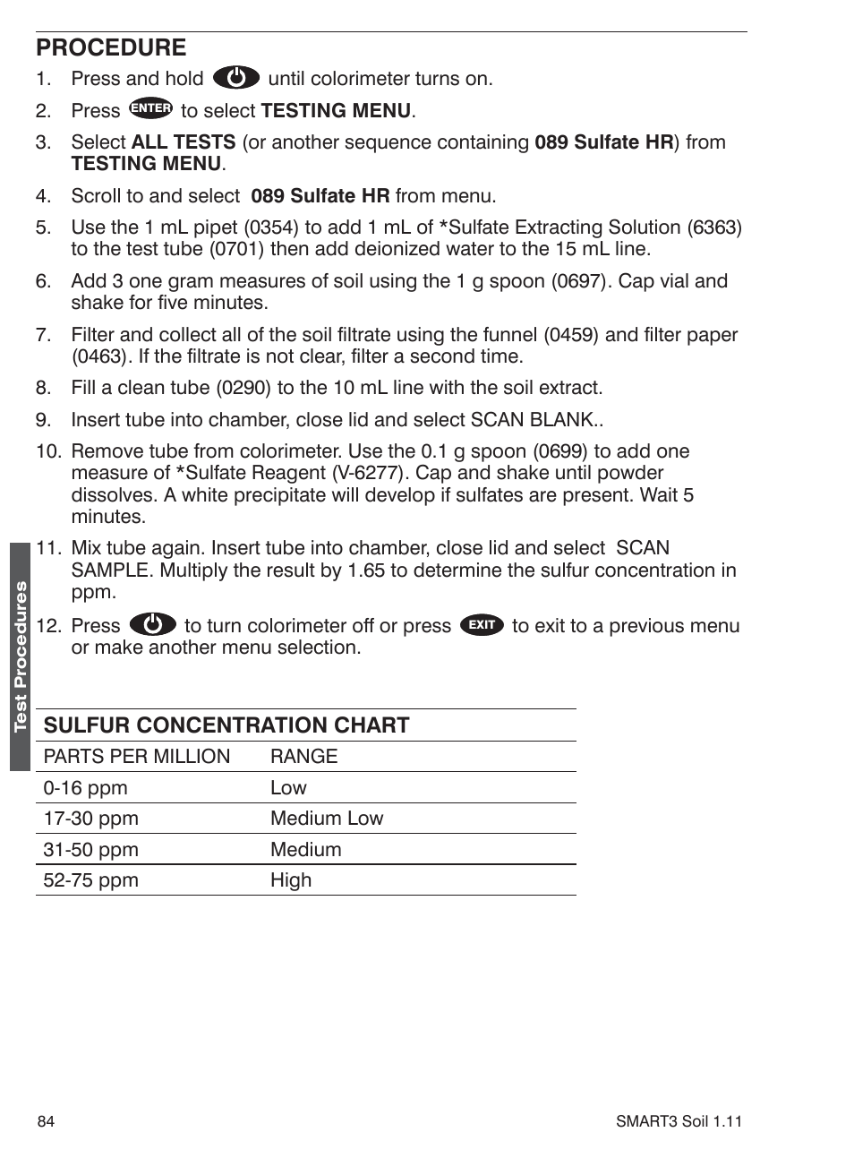 Procedure | LaMotte SMART 3 Electronic Soil Lab User Manual | Page 84 / 88