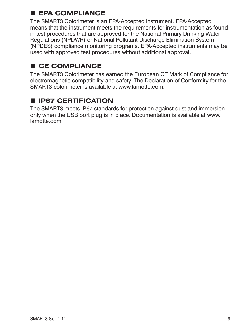 LaMotte SMART 3 Electronic Soil Lab User Manual | Page 9 / 88