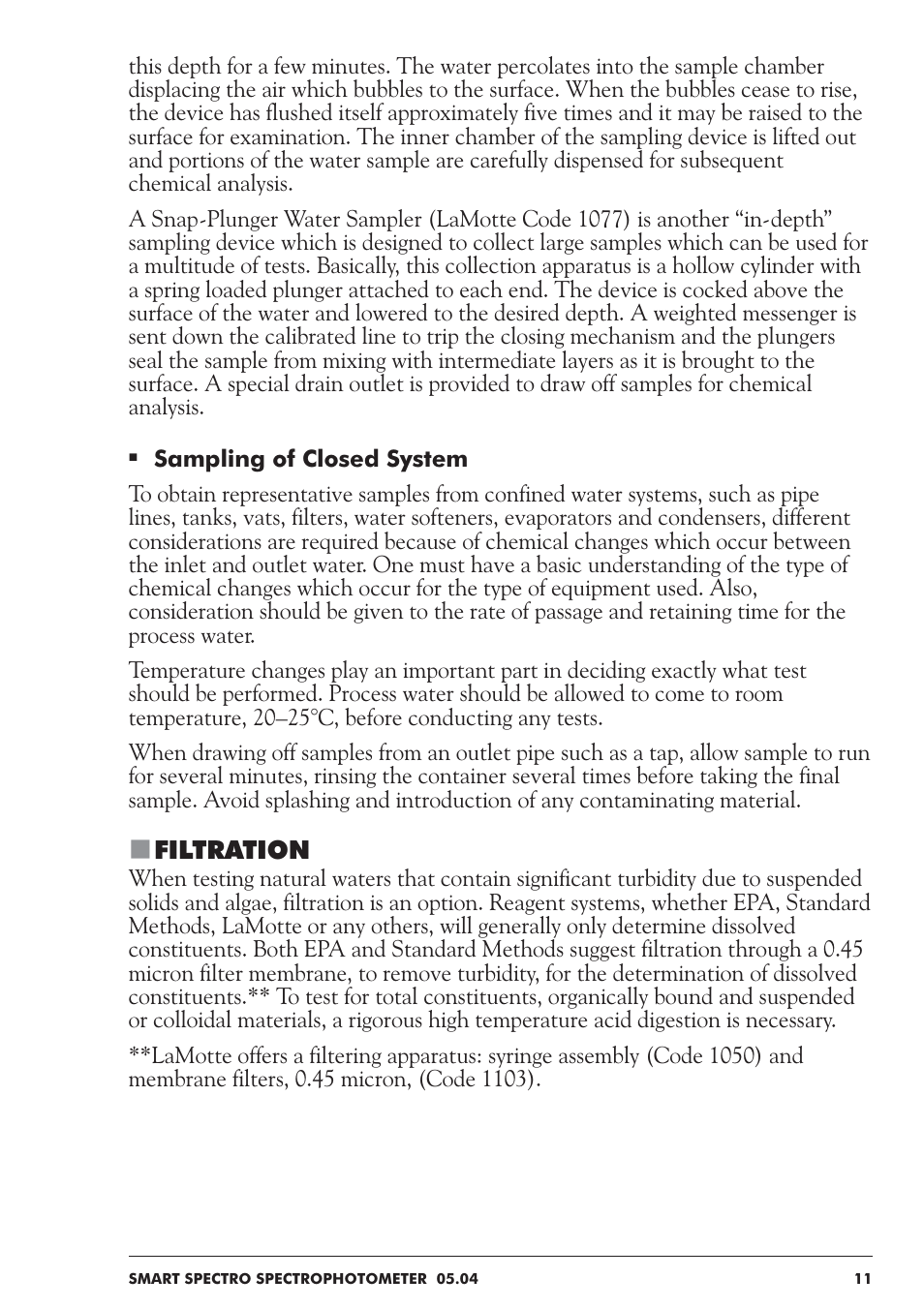 LaMotte SMART Spectro Spectrophotometer User Manual | Page 11 / 237
