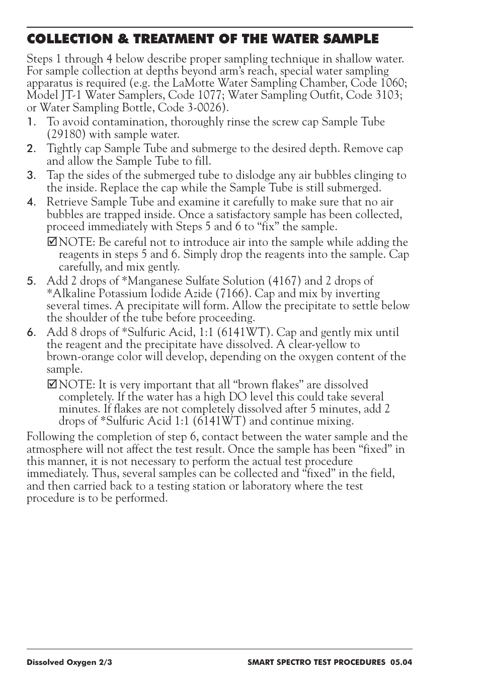 Collection & treatment of the water sample | LaMotte SMART Spectro Spectrophotometer User Manual | Page 137 / 237