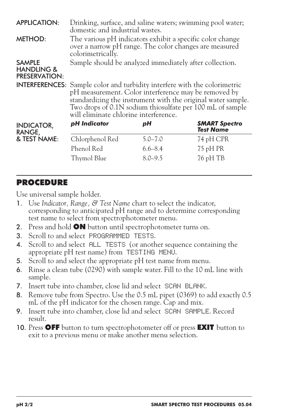 Procedure | LaMotte SMART Spectro Spectrophotometer User Manual | Page 195 / 237