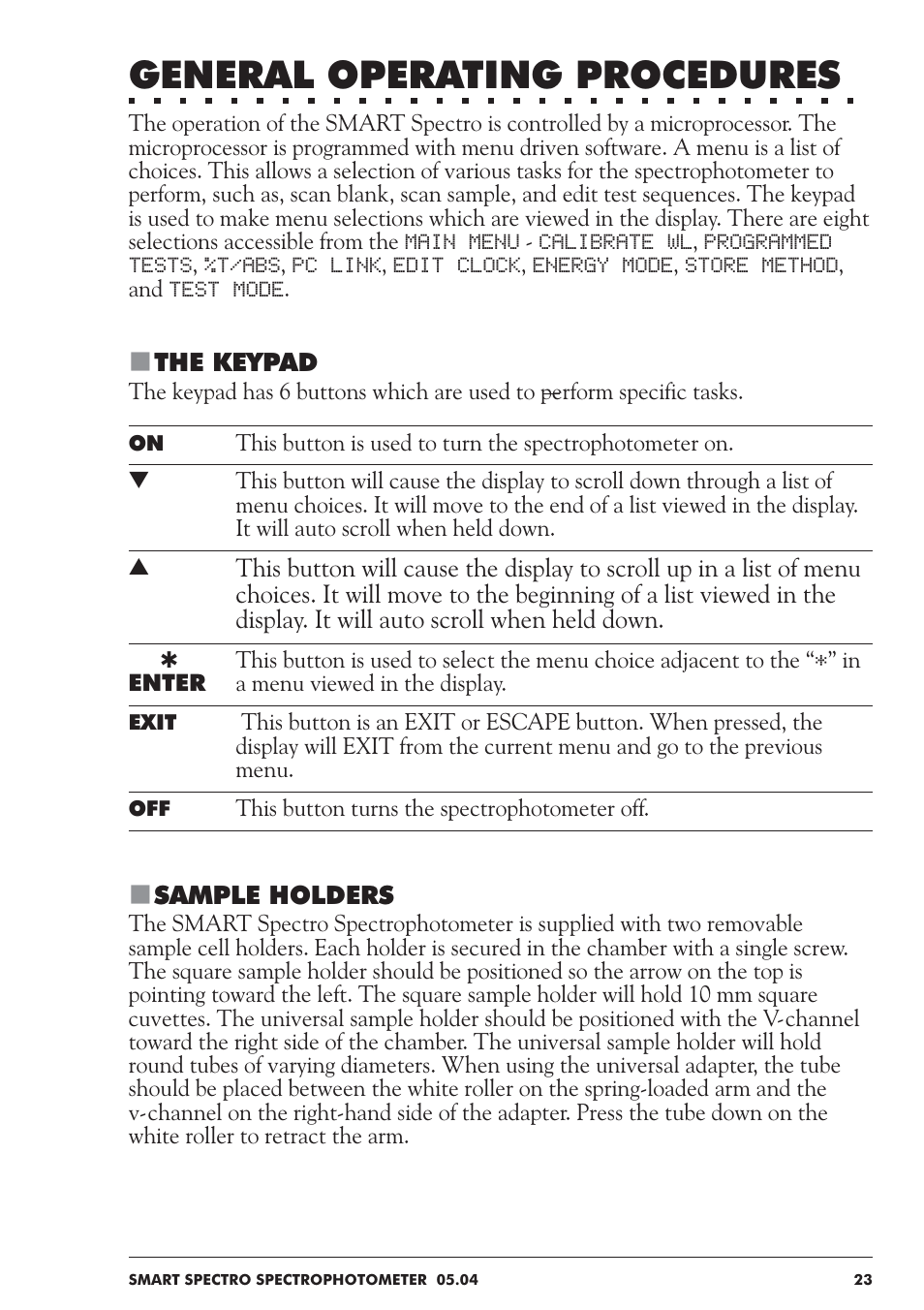 General operating procedures | LaMotte SMART Spectro Spectrophotometer User Manual | Page 23 / 237