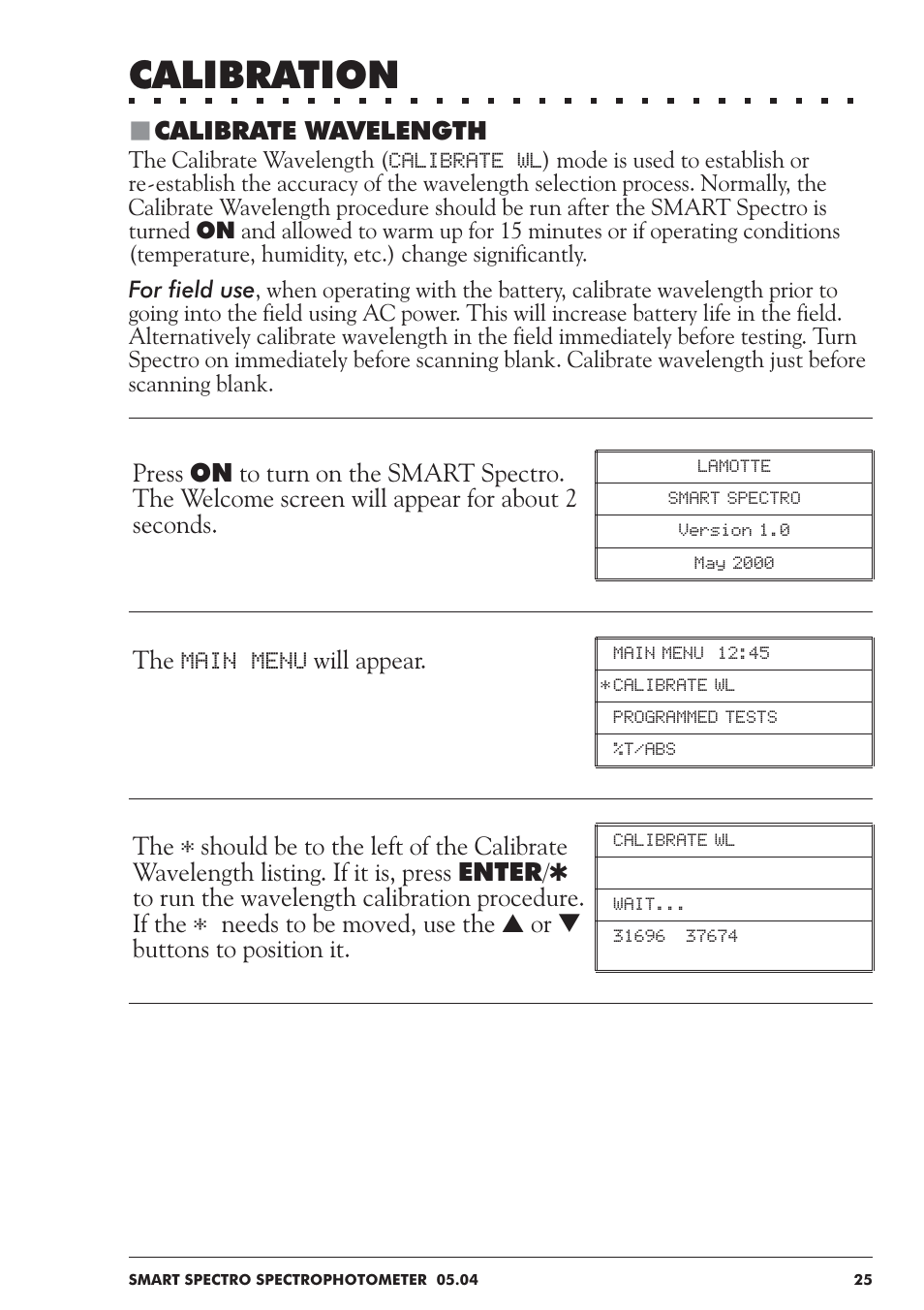 Calibration | LaMotte SMART Spectro Spectrophotometer User Manual | Page 25 / 237