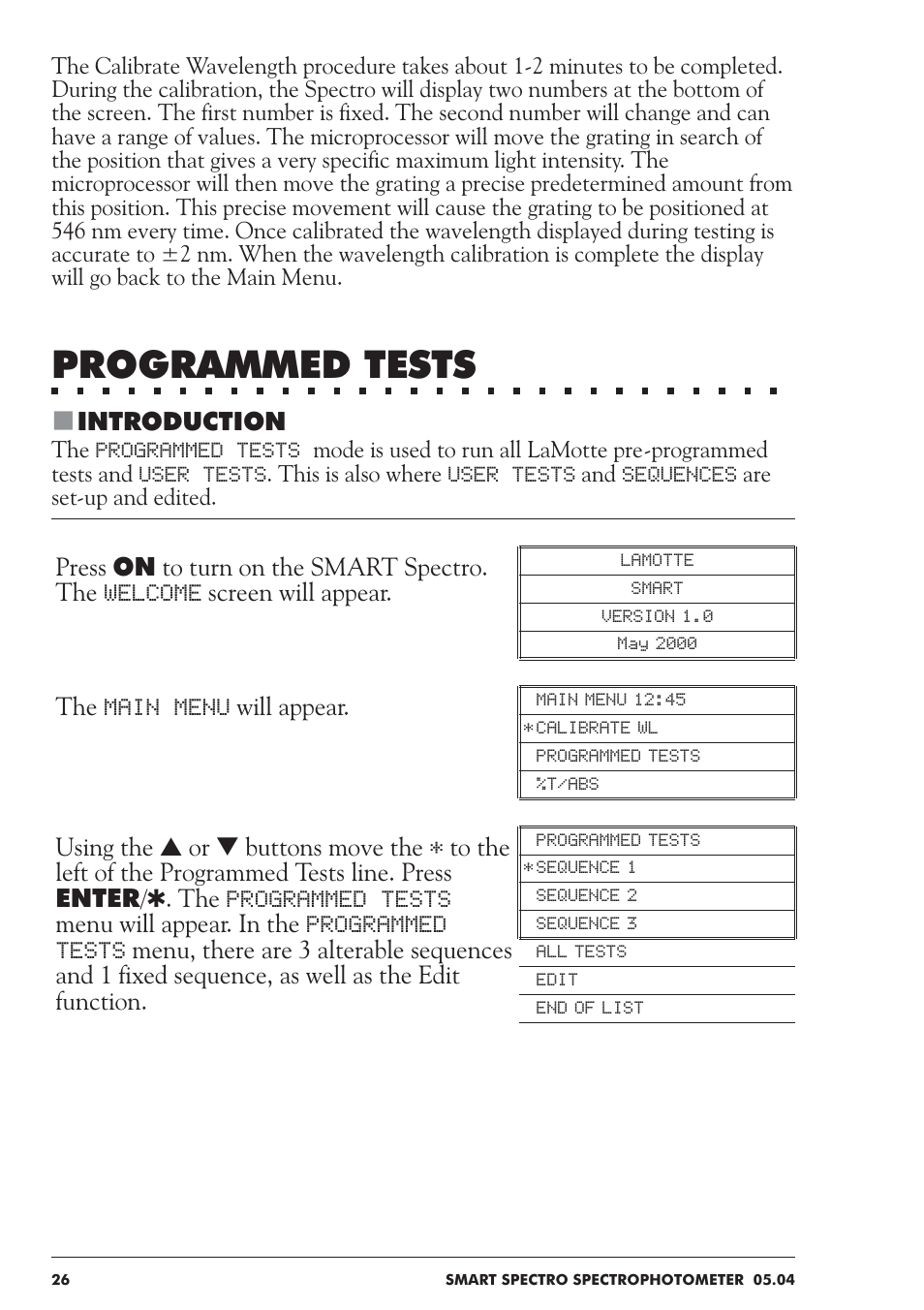 Programmed tests | LaMotte SMART Spectro Spectrophotometer User Manual | Page 26 / 237