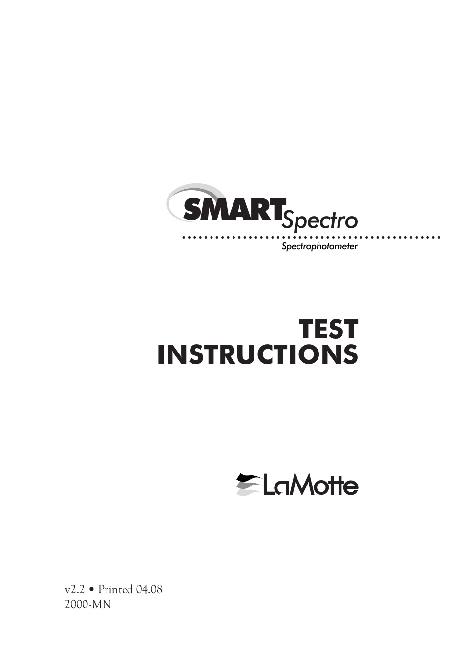 2000test-web.pdf, Smart, L mott | Test instructions, Spectro | LaMotte SMART Spectro Spectrophotometer User Manual | Page 50 / 237