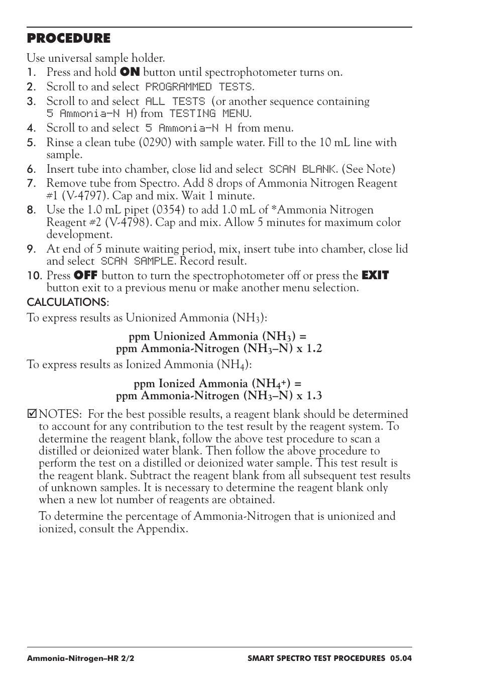 Procedure | LaMotte SMART Spectro Spectrophotometer User Manual | Page 63 / 237