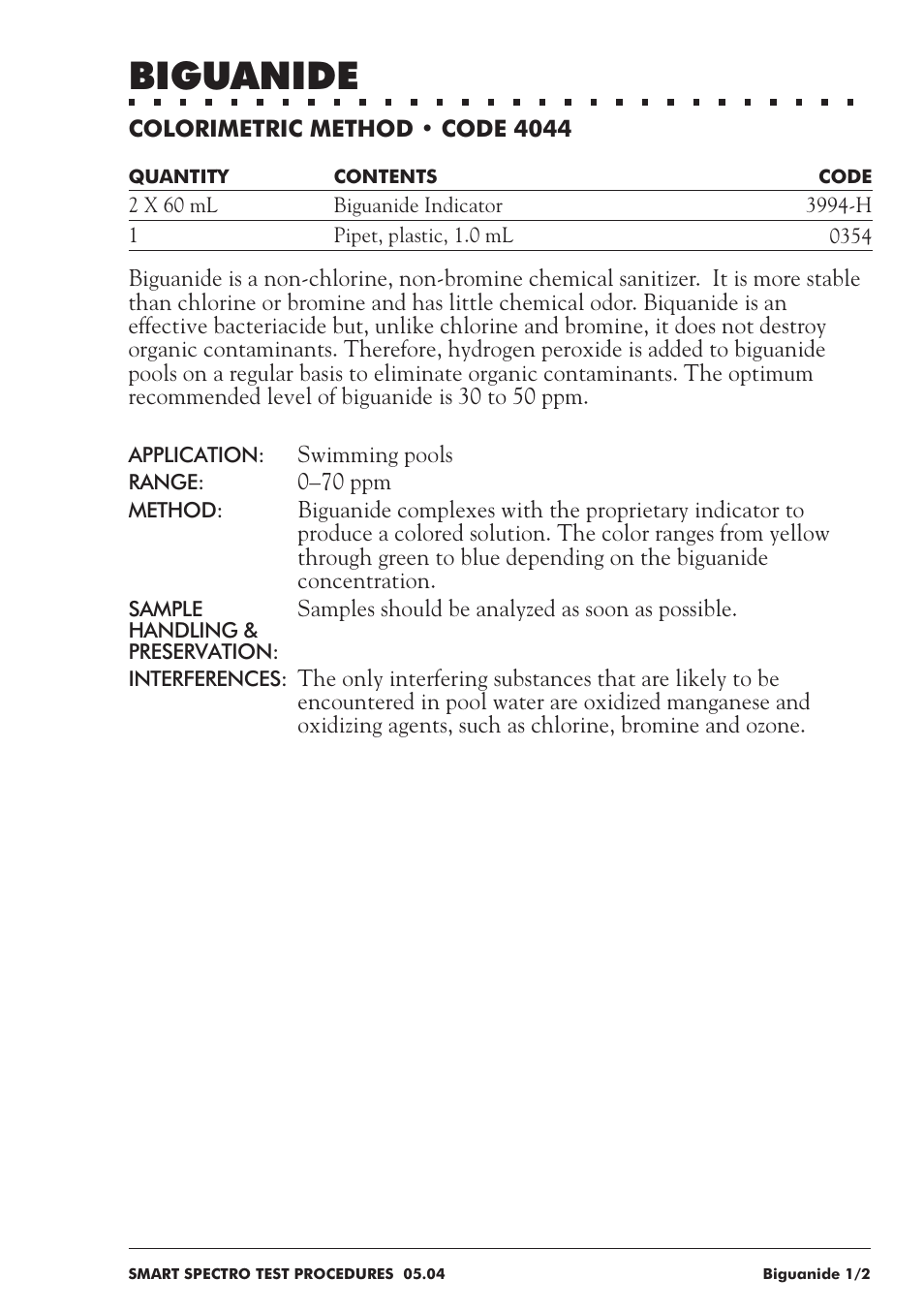 Biguanide | LaMotte SMART Spectro Spectrophotometer User Manual | Page 64 / 237