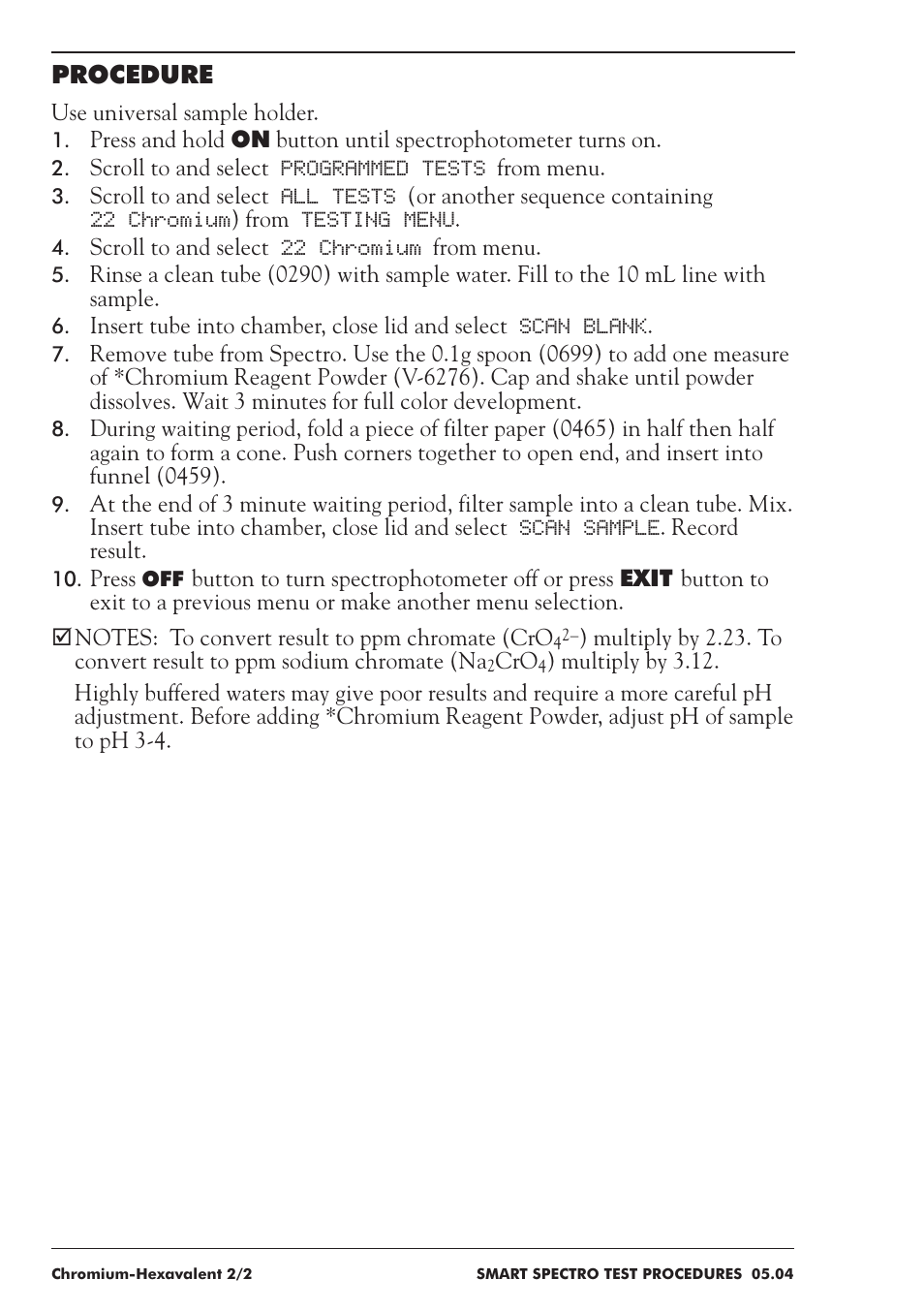 Procedure | LaMotte SMART Spectro Spectrophotometer User Manual | Page 99 / 237