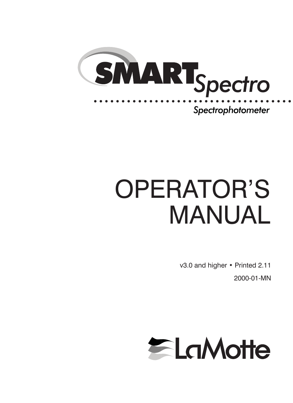 LaMotte SMART Spectro Spectrophotometer User Manual | 261 pages