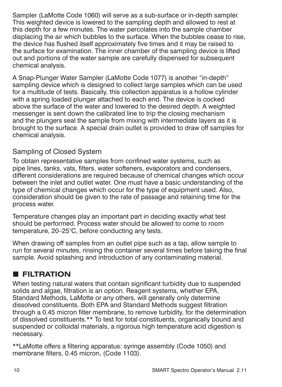 LaMotte SMART Spectro Spectrophotometer User Manual | Page 10 / 261