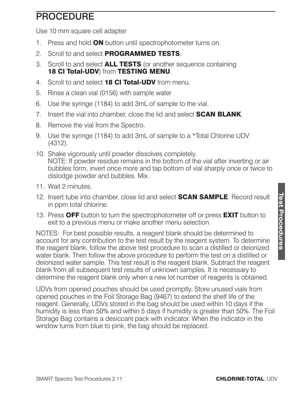 Procedure | LaMotte SMART Spectro Spectrophotometer User Manual | Page 106 / 261