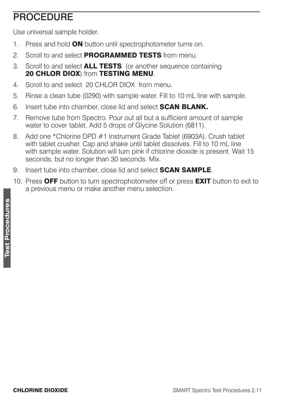 Procedure | LaMotte SMART Spectro Spectrophotometer User Manual | Page 109 / 261