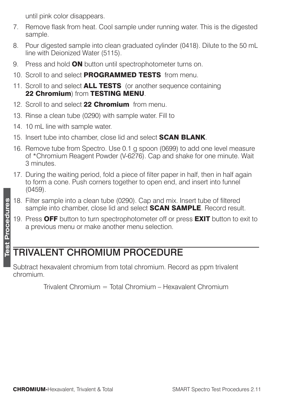 Trivalent chromium procedure | LaMotte SMART Spectro Spectrophotometer User Manual | Page 115 / 261