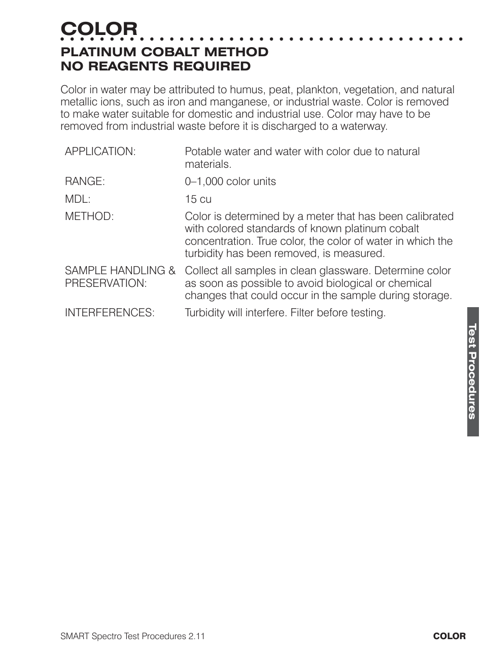 Color | LaMotte SMART Spectro Spectrophotometer User Manual | Page 132 / 261