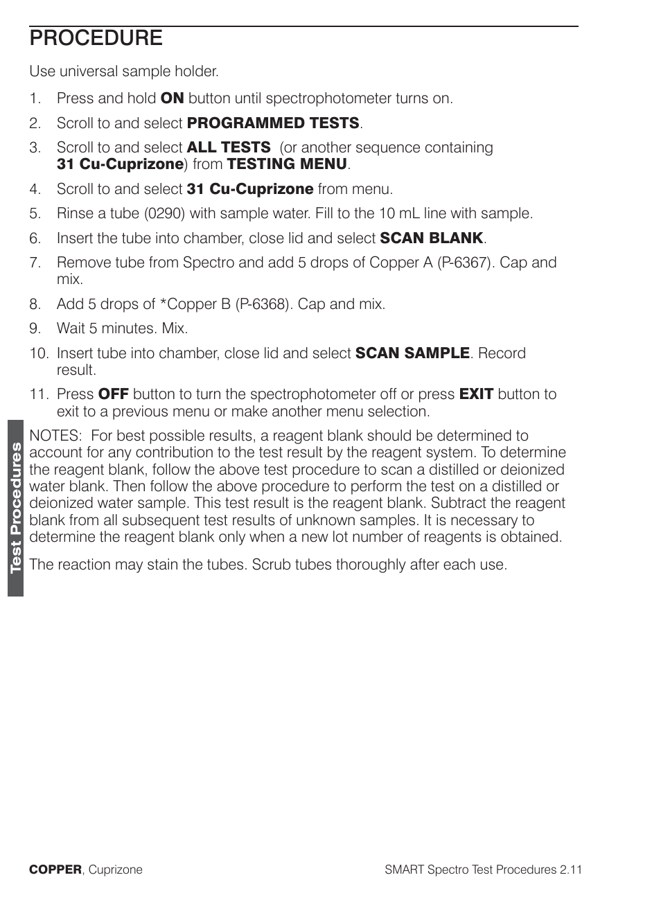 Procedure | LaMotte SMART Spectro Spectrophotometer User Manual | Page 137 / 261