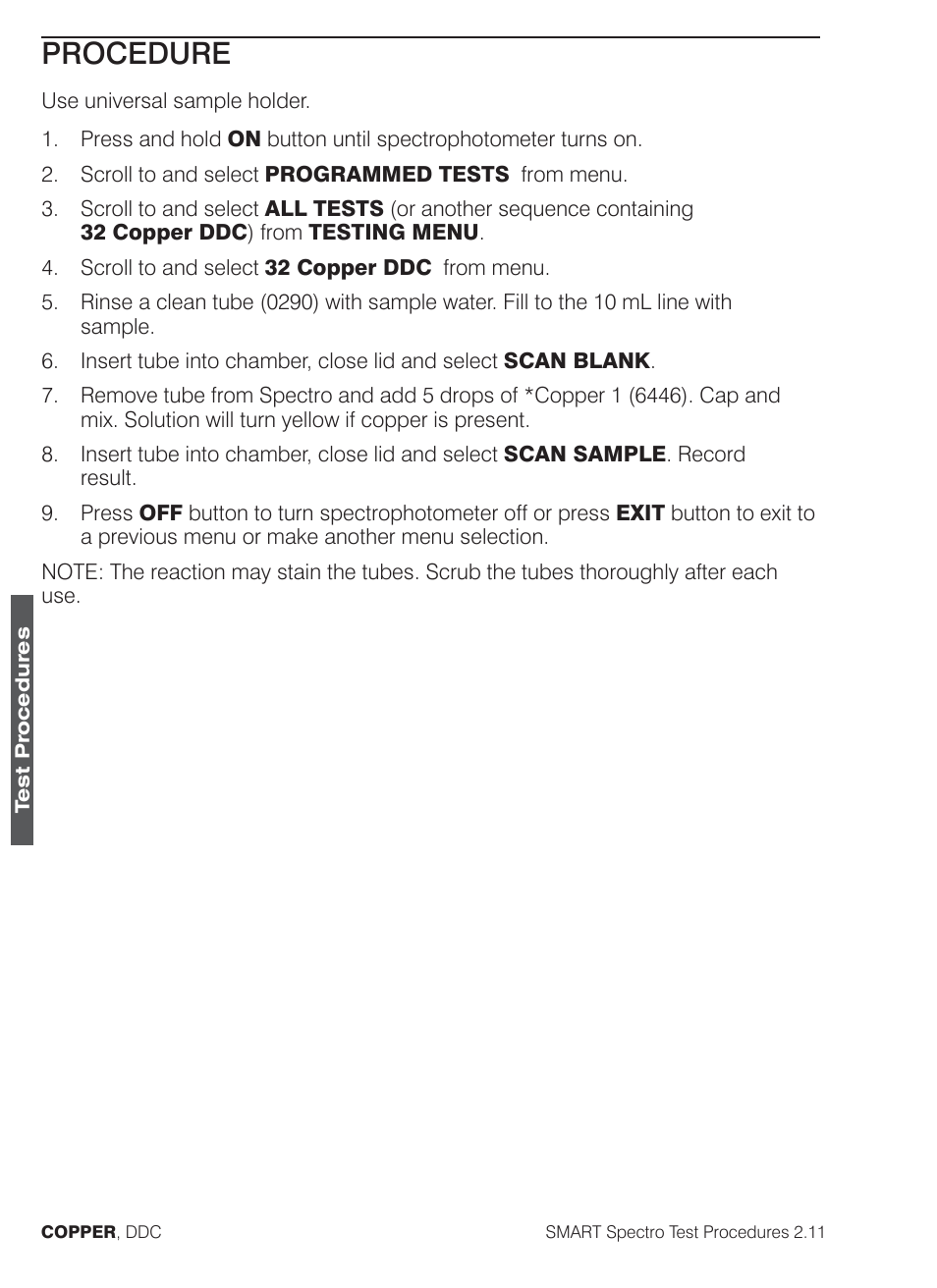 Procedure | LaMotte SMART Spectro Spectrophotometer User Manual | Page 139 / 261