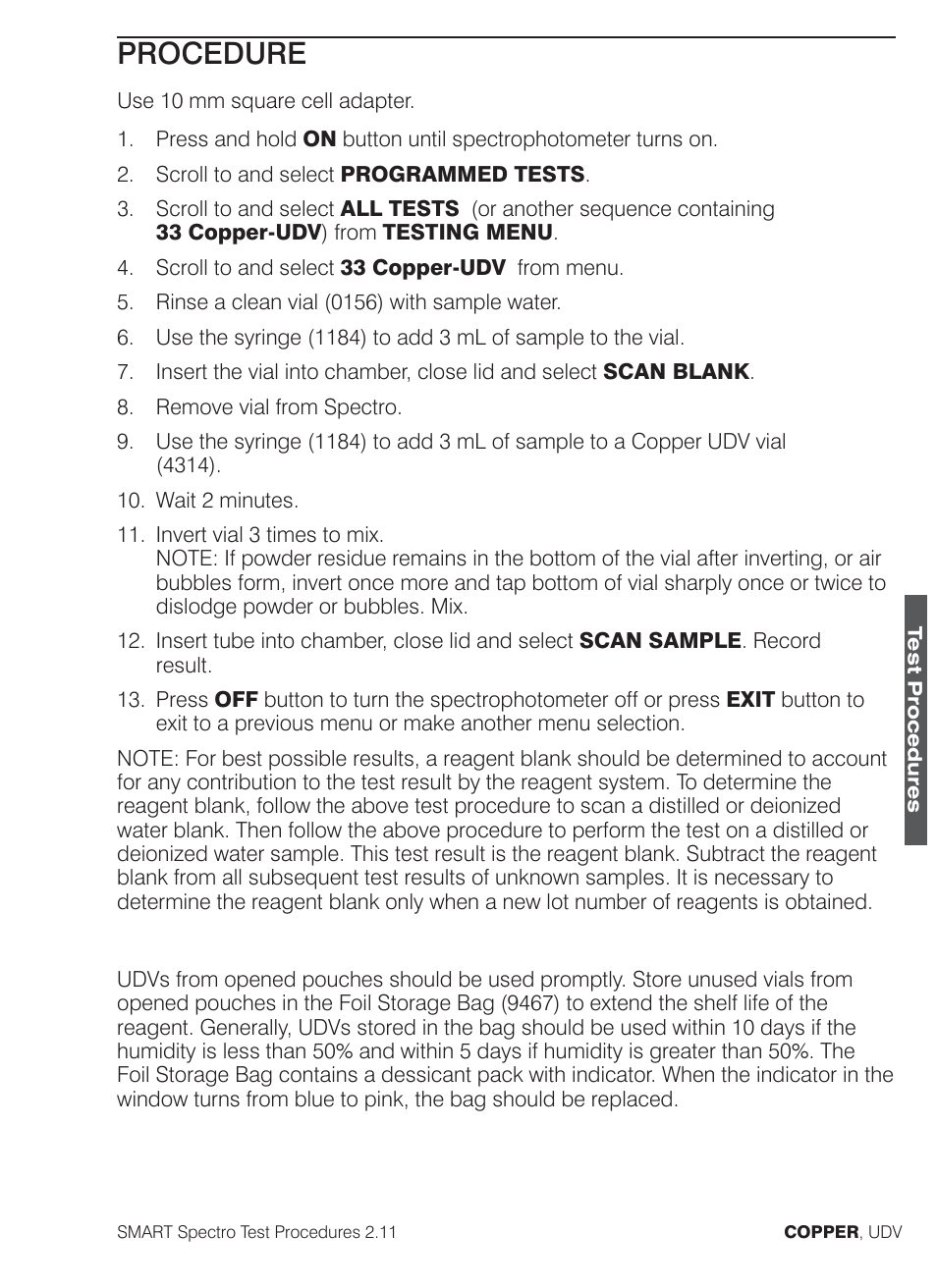 Procedure | LaMotte SMART Spectro Spectrophotometer User Manual | Page 142 / 261