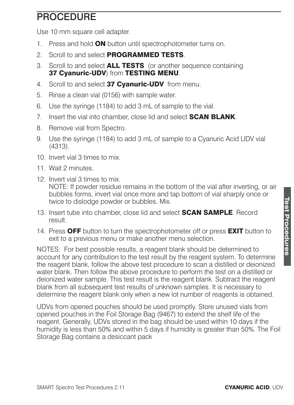 Procedure | LaMotte SMART Spectro Spectrophotometer User Manual | Page 152 / 261