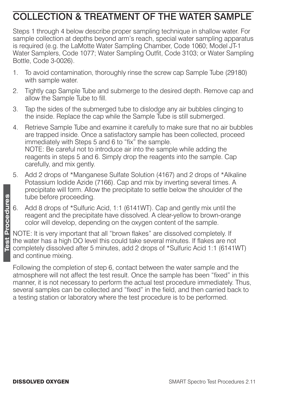 Collection & treatment of the water sample | LaMotte SMART Spectro Spectrophotometer User Manual | Page 155 / 261