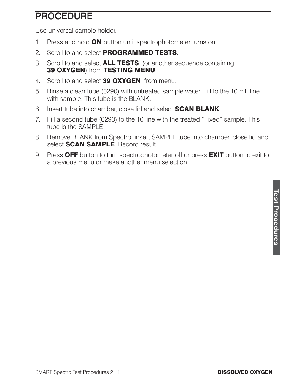 Procedure | LaMotte SMART Spectro Spectrophotometer User Manual | Page 156 / 261