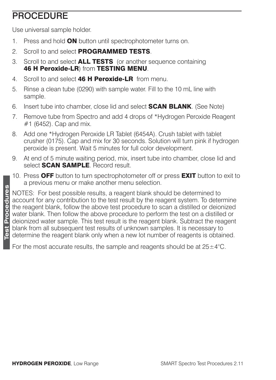 Procedure | LaMotte SMART Spectro Spectrophotometer User Manual | Page 165 / 261