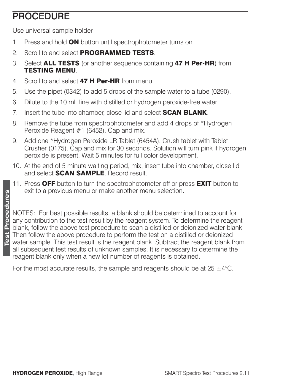 Procedure | LaMotte SMART Spectro Spectrophotometer User Manual | Page 167 / 261