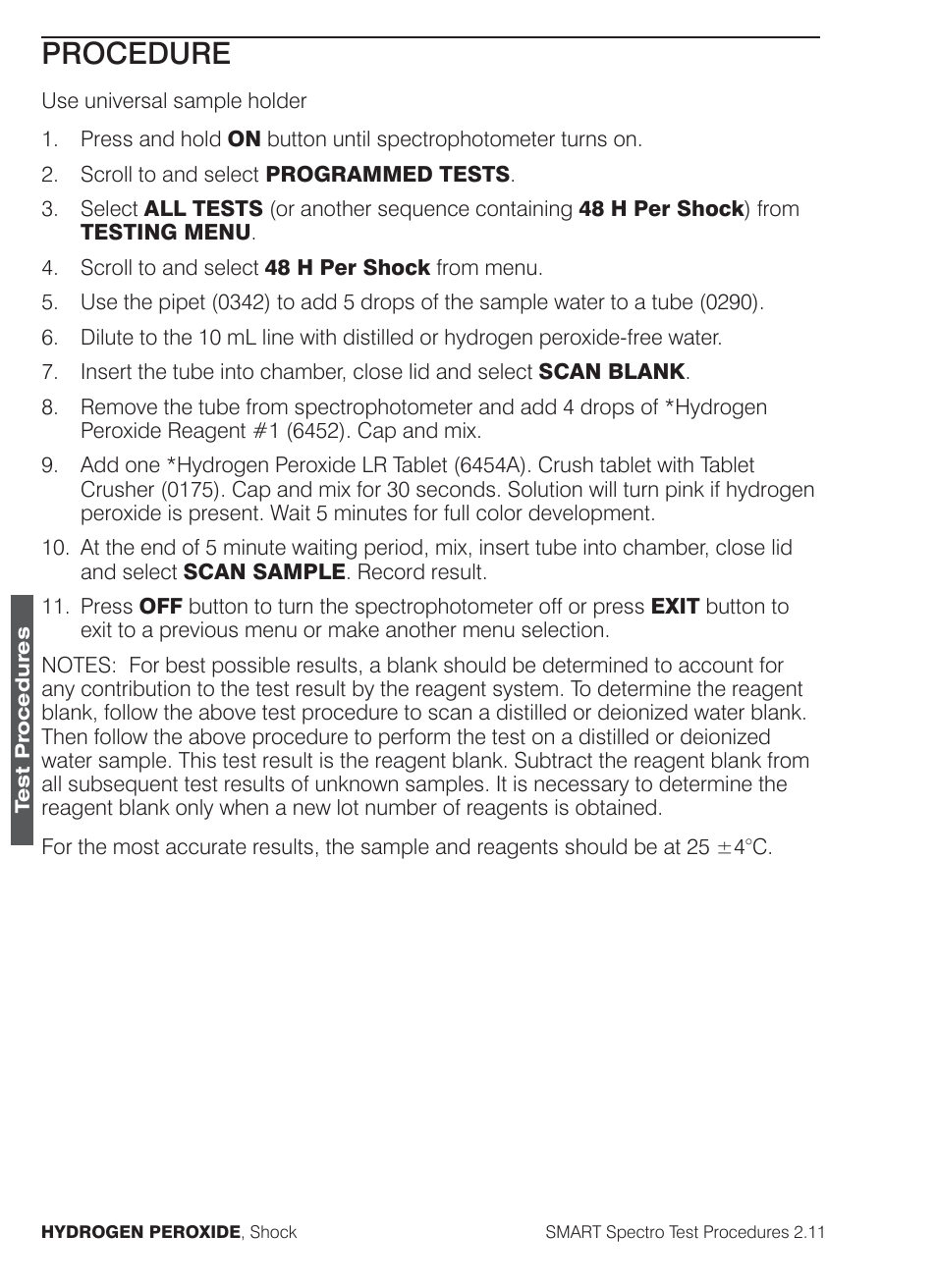 Procedure | LaMotte SMART Spectro Spectrophotometer User Manual | Page 169 / 261