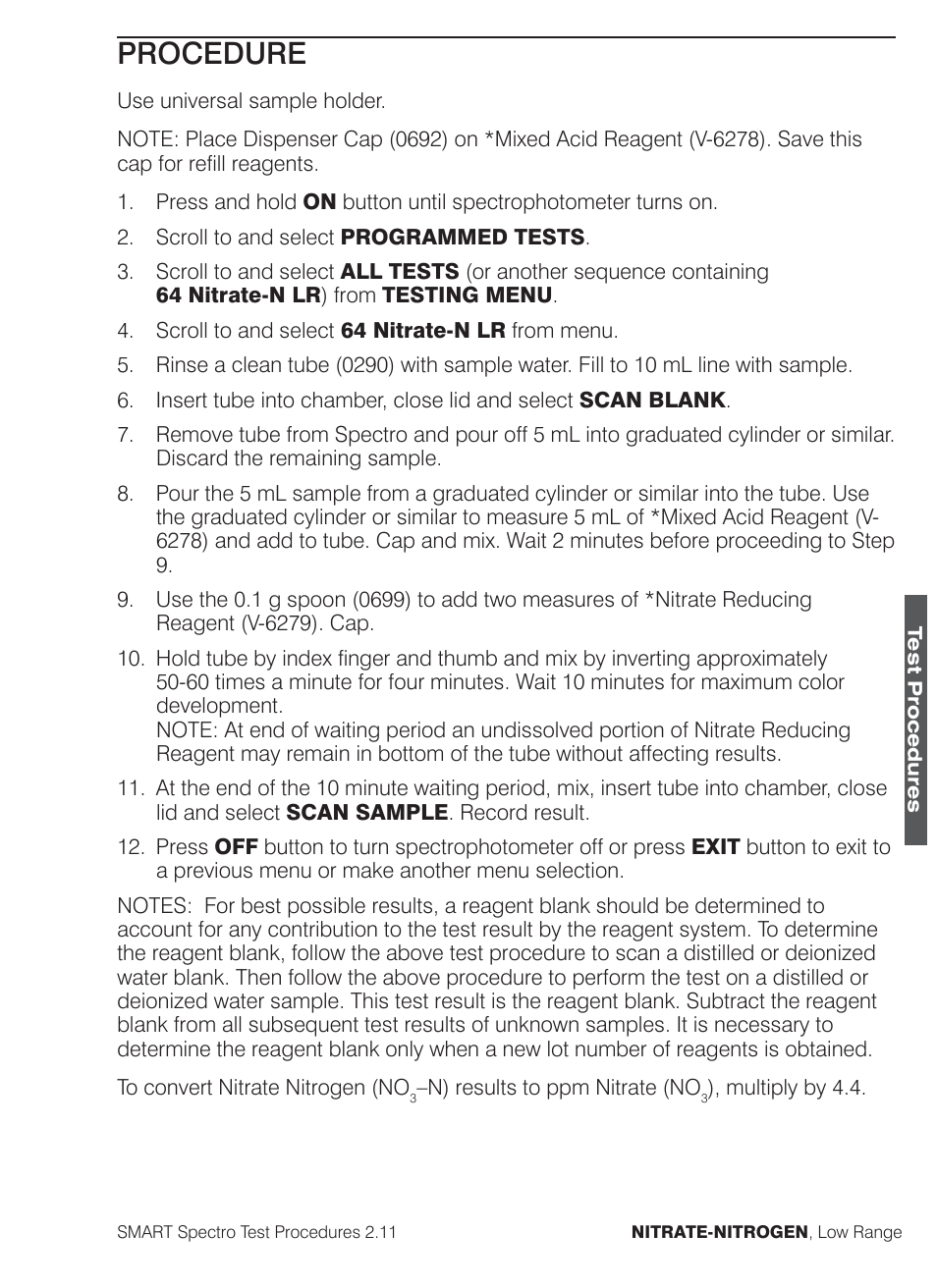 Procedure | LaMotte SMART Spectro Spectrophotometer User Manual | Page 194 / 261