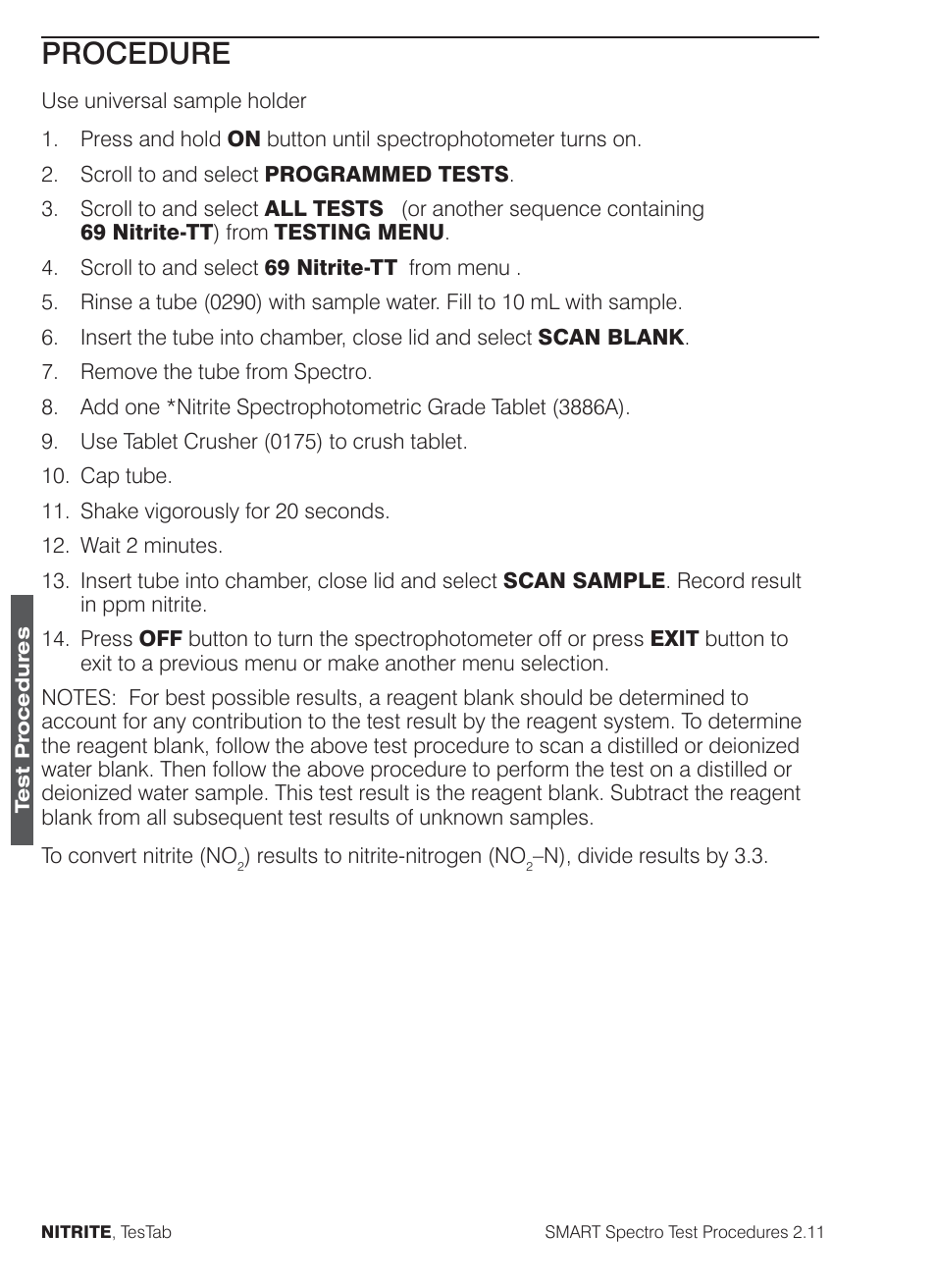 Procedure | LaMotte SMART Spectro Spectrophotometer User Manual | Page 197 / 261