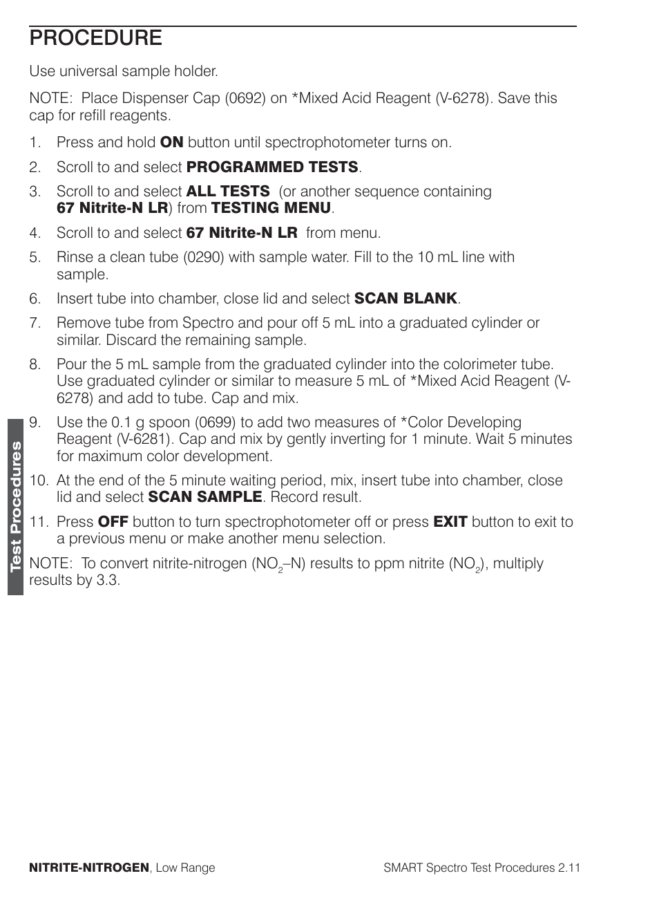 Procedure | LaMotte SMART Spectro Spectrophotometer User Manual | Page 199 / 261